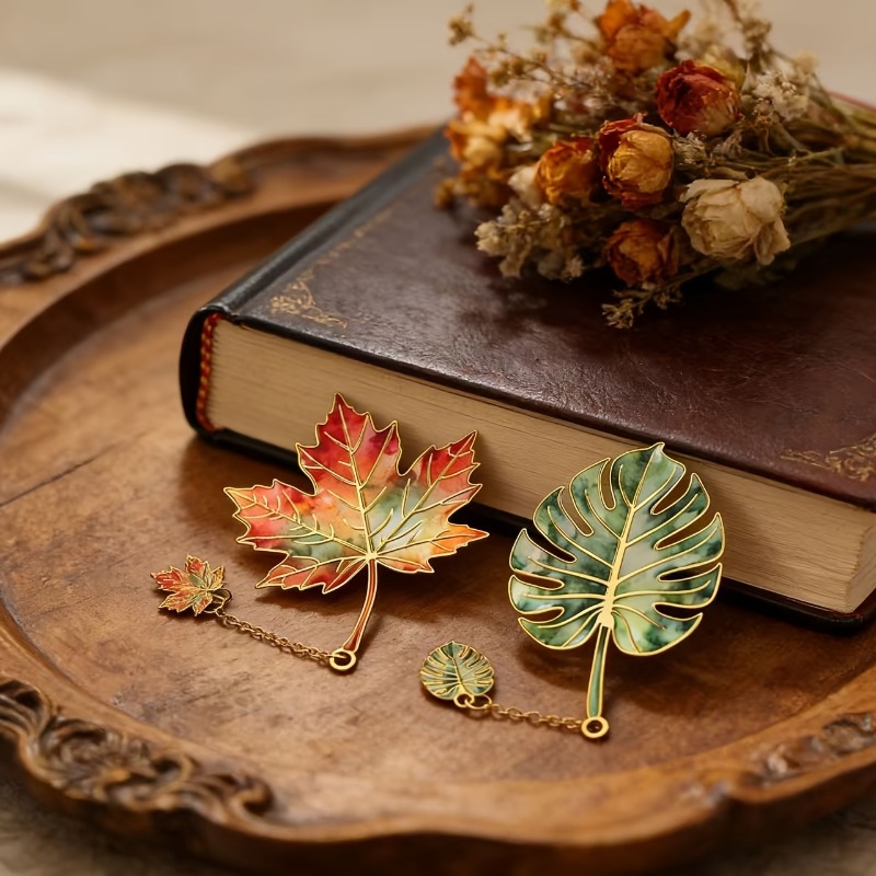 1 個ヴィンテージリーフブックマーク金属ペンダント付き読書ア - Dried Flower Bookmark のレビューと価格